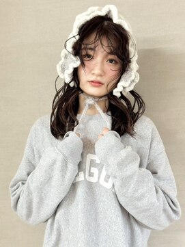 トナリ(tonari) グレージュカラー 前髪パーマ ゆる巻き 20代【鹿児島中央駅】