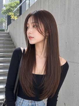 バグズ ヘアデザイン 桔梗が丘店(Baguz HAIR DESIGN) 艶髪ショコラブラウン韓国風ストレートロングヘア