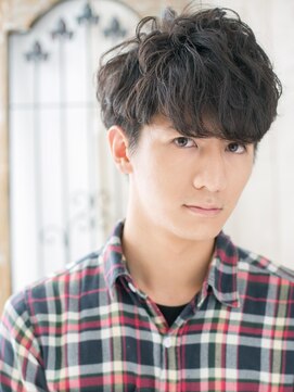 メンズヘア ビーセカンド 草加店(MENS HAIR B-2) 20代30代カルマパーマツーブロック小顔カジュアルショートa1草加