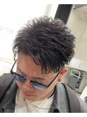 フェザーショートパーマ/メンズ/刈り上げ/眉毛/ツイスト