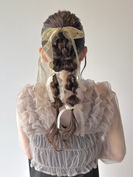 【セロ東辻井】編みおろしツイン/ツインテール/結婚式お呼ばれ