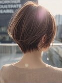 前髪小顔ニュアンスカラー大人ショートボブヘア20代30代40代