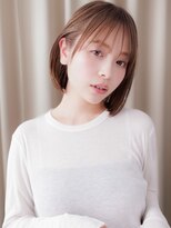 カバーヘア ブリス 川口(COVER HAIR bliss)&nbsp;艶感ストレートヘーゼルブラウン耳掛け前下がりボブ20代30代Y