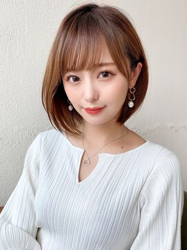 アフロート 錦糸町(AFLOAT) 20代30代ショートボブ/イメチェン/ピンクベージュ/前髪