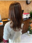 大人かわいいモカベージュナチュラルロブヘアー美肌