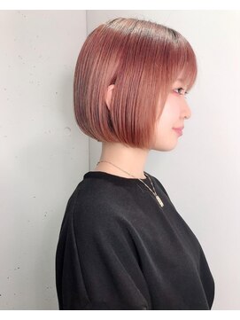 アクト 仙台 deuxieme(ACT) ピンクベージュぱっつんボブ