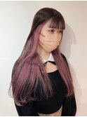 ☆インナーカラーピンクカラーイヤリングカラーカシスピンク