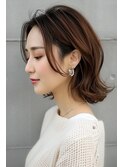 大人可愛い20代30代40代小顔ウルフレイヤーボブ丸みボブ