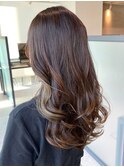 ブラウンベージュ_ピンクブラウン切りっぱなしボブ_ba472921