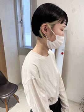 ラミエ バイ メルト 吉祥寺(lamie by melt) "久保田"ミニボブぷつっとカットストレートパーマおんまゆ