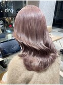 ピンクベージュピンクミルクティーブリーチありダブルカラー