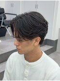 岐阜メンズ｜フェザーパーマ×センターパートショート