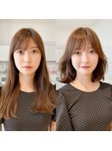 小顔ウォーターフォール簡単外ハネボブラウン20代30代40代◎田邊