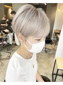 ショートボブ/ショート/ハイライト/ブリーチ/くびれショート