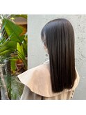 ツヤストレート　アッシュ　黒髪　前髪　20代30代