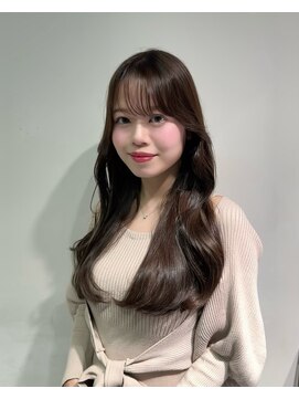 ワン バイ ジエクト(One by The Ect) エアリーロングシースルーバング韓国レイヤーアッシュベージュ