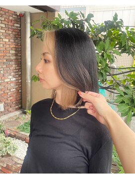 OX CREATION 椥辻 オックスクリエーション 切りっぱなしボブ フェイスフレーミング インナーカラー