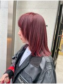 美髪チェリーレッドカラー＆レイヤーカット/札幌駅髪質改善