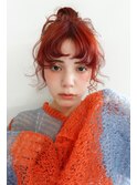 ブリーチ/オレンジ/ヘアアレンジ