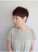 30代40代50代おすすめ　大人ベリーショート×ローズベージュ