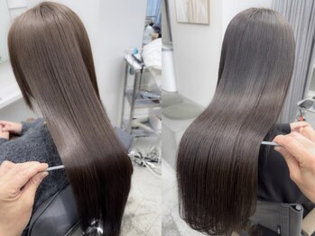 リアン アオヤマ(Liun Aoyama)の写真/ゼロアルカリストレートで艶・質感◎ダメージレスの低アルカリの薬剤でカラーと同時OK★【青山/表参道】
