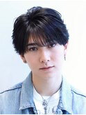ニュアンス黒髪フェザーシースルーマッシュセンターパート