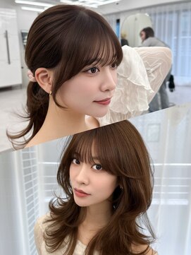 アマトウキョウ アユンチェ(AMA TOKYO×AYUNCHE) 韓国ヘア　透明感カラー　2wayバング  レイヤーカット   顔周り