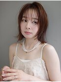 シャギーボブハッシュカット大人のワンカラーブラウンカラーbob