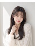 透け感ブラウン×柔らかロングレイヤー