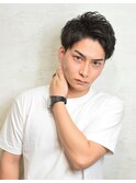 アップバングナチュラルピンパーマウェーブビジネスショート