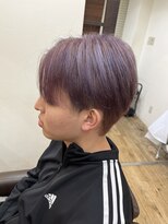 バーバーショップテト(barber shop tete) 紫メッシュのセンターパート