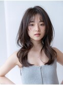 大人かわいい前髪セシルカットココアブラウンフリンジウェーブ