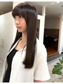 透明感オリーブグレーカラー×パツンロング