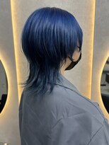 ルノン フィージュ(LUNON fieju)&nbsp;ネイビーブルー／ブリーチカラー/マッシュウルフ