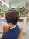 秋カラー、パープルプラスのショートヘア