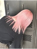 ピンクカラーピンクベージュくすみピンクハイトーンブリーチ髪色