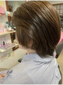 ４０代５０代/６０代ショートボブくびれレイヤー前髪あり