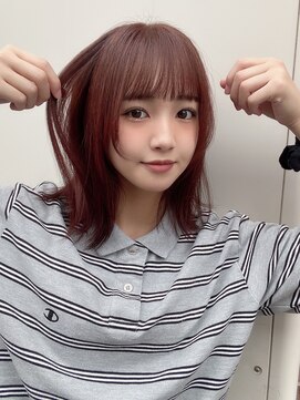 ドォート(Dote hair make) ワインレッド×ロングボブ