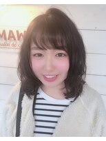 ヒマワリ(HIMAWARI)&nbsp;黒髪パーマ パーマ ミディアム  ゆるふわ