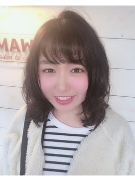 ヒマワリ(HIMAWARI) 黒髪パーマ パーマ ミディアム  ゆるふわ