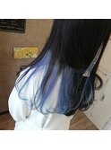 派手髪 インナーカラー パステルブルー