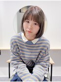 ワンレンボブ/シースルー前髪/ミルクティーアッシュ/kuroda