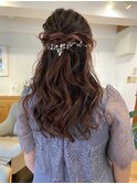 ハーフアップ/ヘアアレンジ/ヘアセット/結婚式/早朝ヘアセット