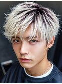 men'sブロンド シャドールーツ マッシュ　ストリート