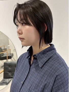 ラミエバイメルト 下北沢(lamie by melt) ミニボブサイドバング顔周りニュアンスカラーオリーブグレージュ