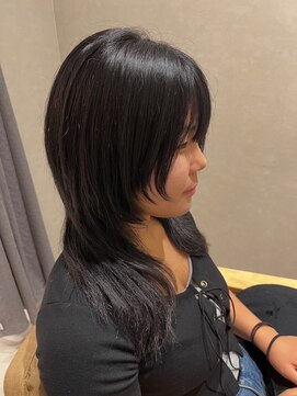 ナンバー 大分中央町店(N°) レイヤーウルフナチュラルミディアムくびれスタイルグレージュ