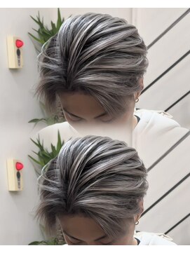 ステラ(STELLA) メンズ/バレイヤージュ/センターパート/ブリーチ&ダブルカラー