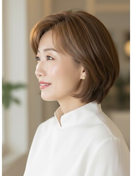 ブロッサム 東中野店 似合わせカット◎脱白髪染めハイライトで艶髪ミディ