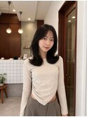 韓国風レイヤーカットブリーチダブルカラー前髪 