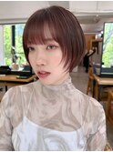 大人可愛い20代30代フェイスレイヤーショート×オレンジブラウン